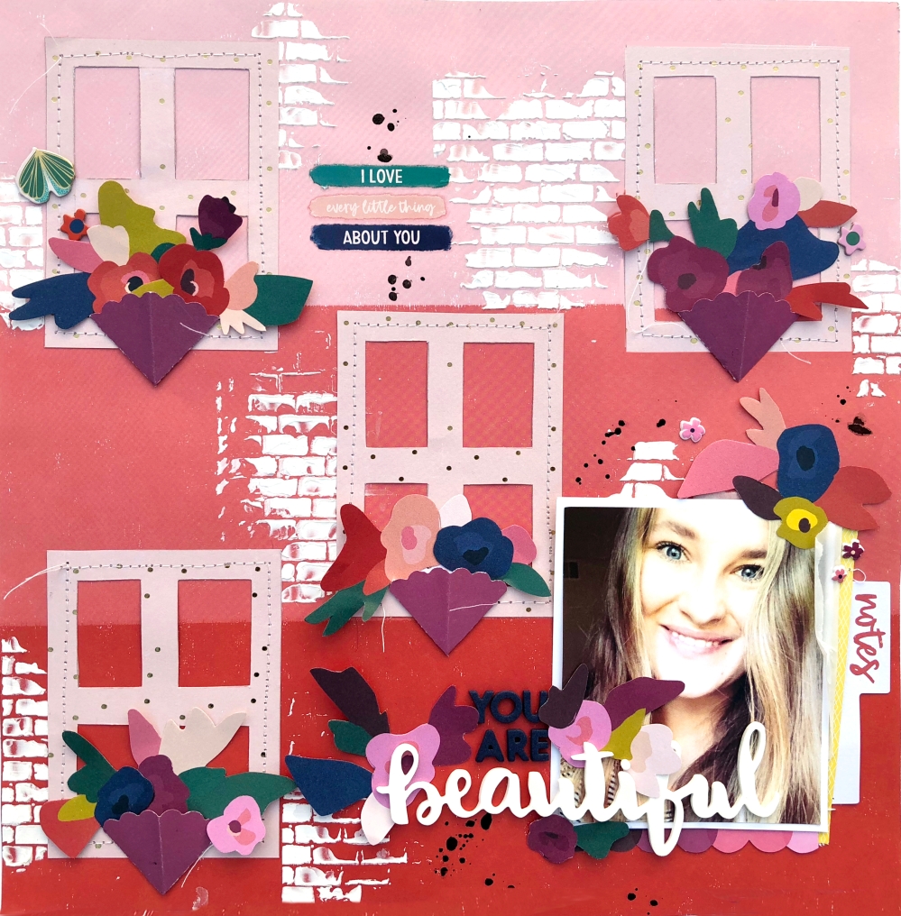 You Are Beautiful 12x12 Layout using Paige Taylor Evans Pick Me Up Collection - Lydia Cost