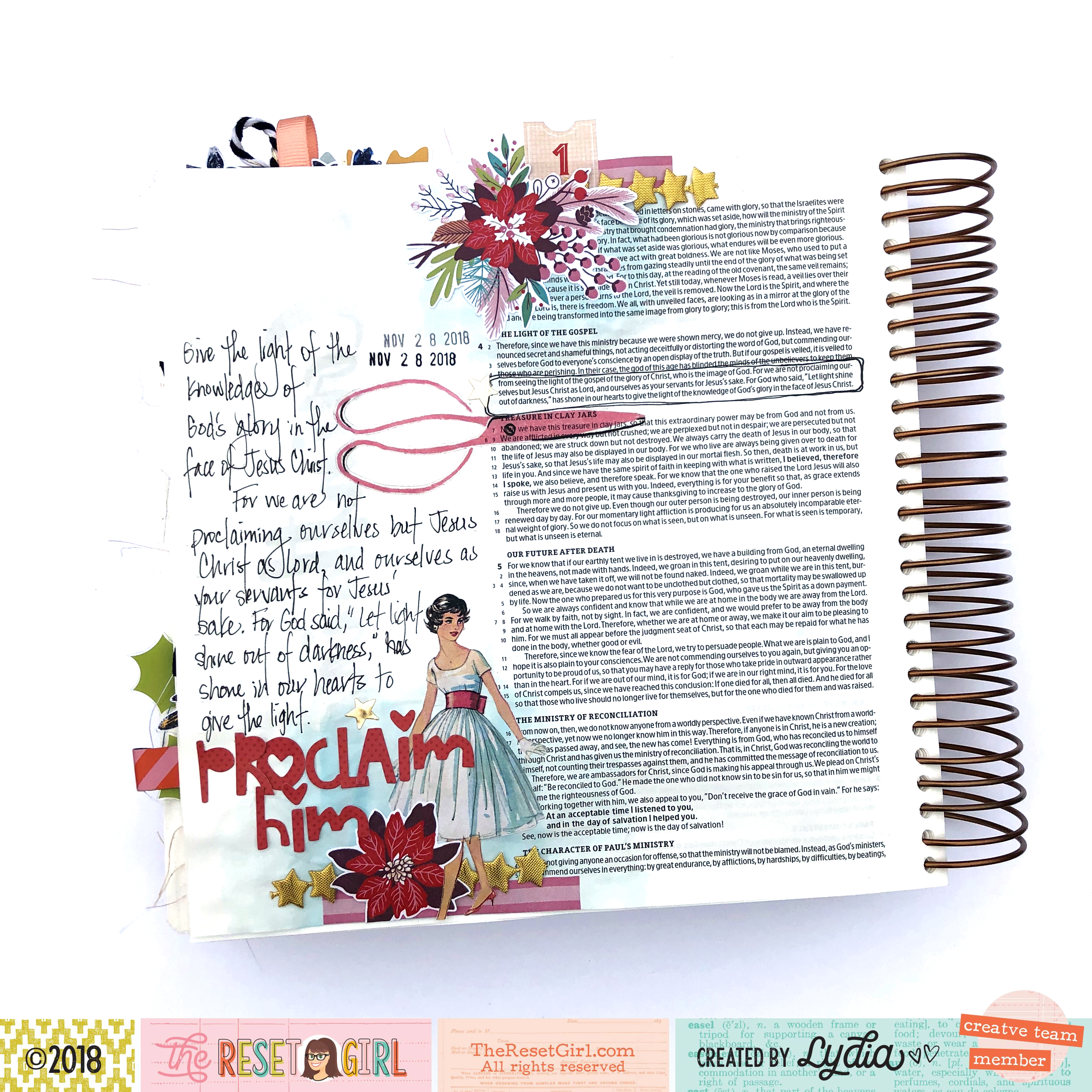 The Reset Girl Sparkle Collection Bible Journaling Page - Lydia Cost