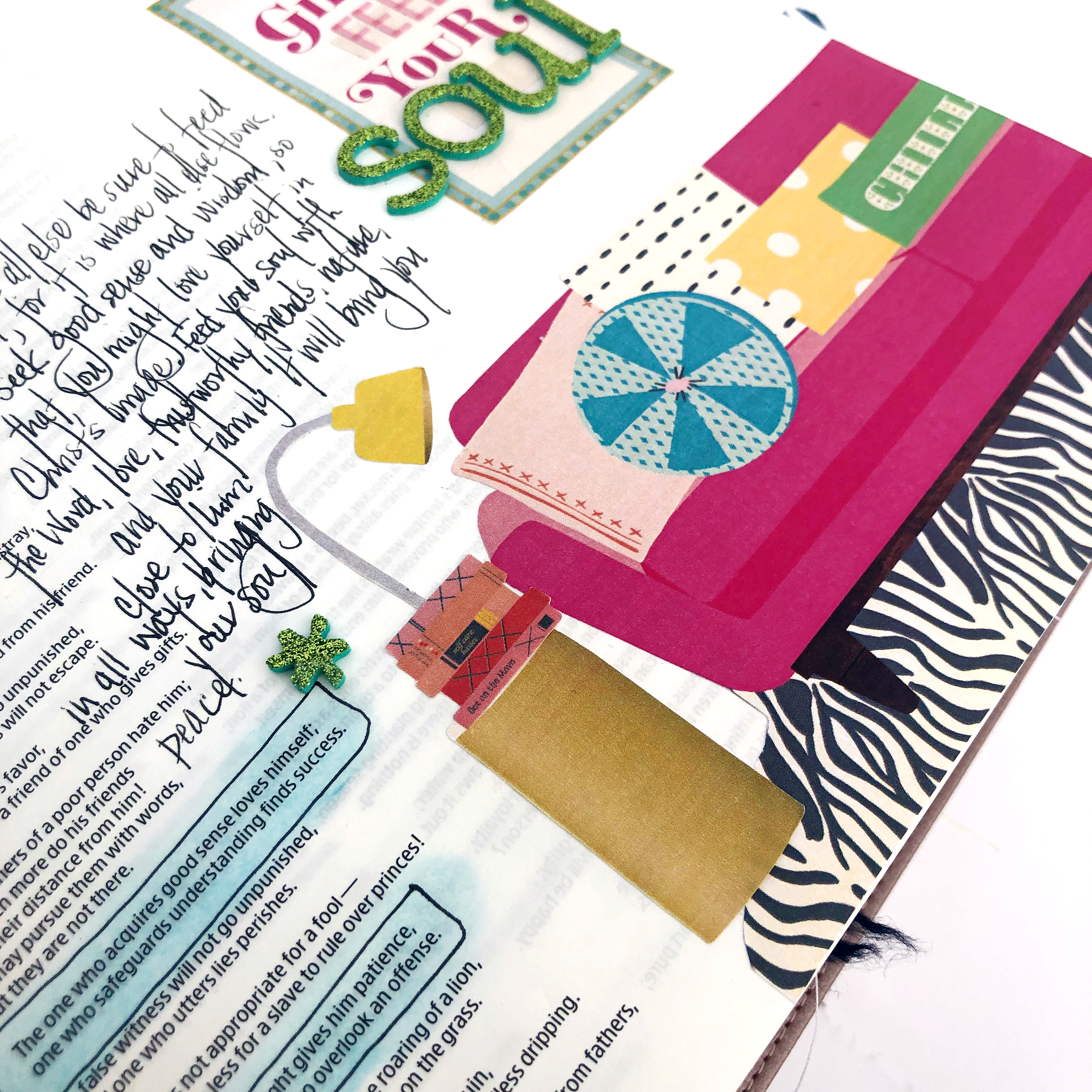 The Reset Girl Bible Journaling Page using The Pink Barlow Cover for The Reset Girl - Lydia Cost
